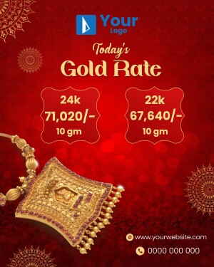 Gold price update with 24k and 22k rates and gold jewelry image