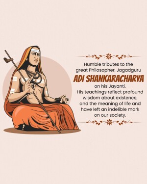 Illustration of Adi Shankaracharya with text honoring his teachings