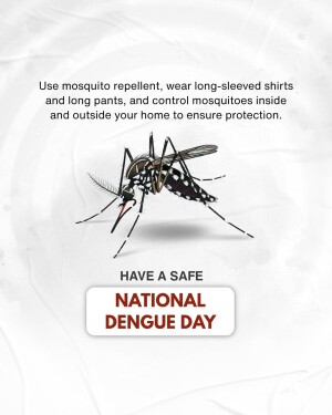 Image of a mosquito with text promoting dengue prevention and National Dengue Day.