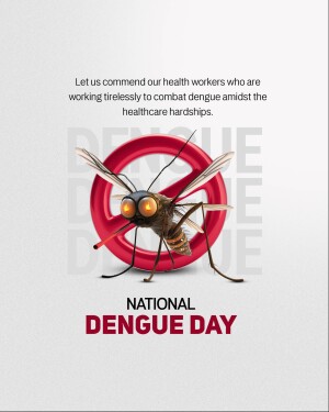 Image depicting a mosquito with a red prohibition sign, promoting National Dengue Day awareness.