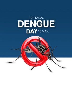 Image depicting a mosquito inside a red 'no' symbol for National Dengue Day