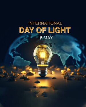 A glowing lightbulb illuminating a world globe, representing the International Day of Light.