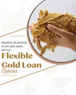 Image of a hand reaching towards a pile of gold jewelry with text promoting flexible gold loan options.