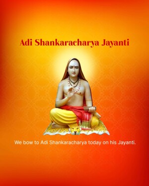 Image of Adi Shankaracharya with text celebrating his Jayanti