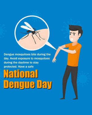 Illustration of a person being bitten by a mosquito with text about National Dengue Day.