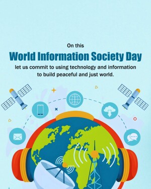 Illustration for World Information Society Day promoting technology and peace.