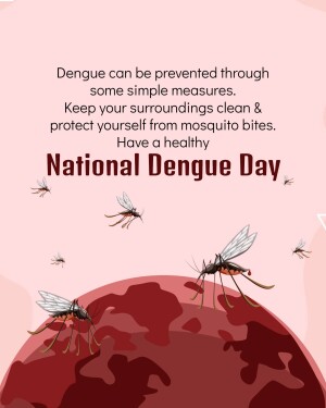 Image promoting National Dengue Day and mosquito bite prevention.
