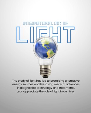 Image depicting a lightbulb containing the Earth, celebrating the International Day of Light.