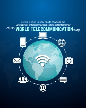 World Telecommunication Day graphic with globe and communication icons