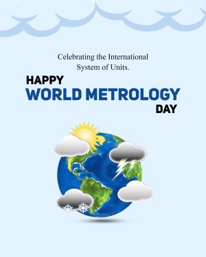 Image celebrating International World Metrology Day with Earth and sun illustration.