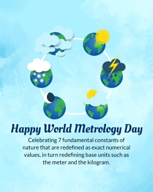 Illustration depicting weather patterns and the Earth, celebrating World Metrology Day.