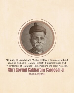 Portrait of Govind Sakharam Sardesai, a renowned Marathi historian.