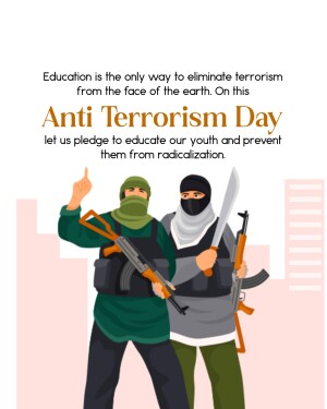 Illustration depicting the message that education is the key to eliminating terrorism.