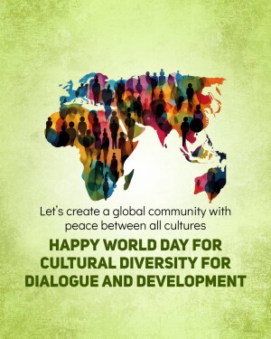 Silhouette of people forming the shape of the world map with text celebrating cultural diversity.
