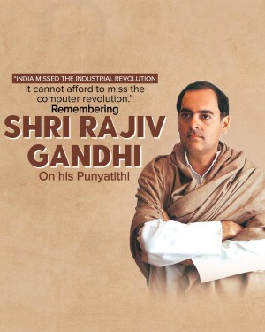 Portrait of Rajiv Gandhi with a quote about India's technological progress.