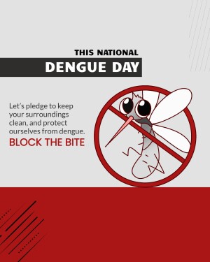 Image depicting a mosquito with a red 'no' symbol over it, promoting Dengue Day awareness.