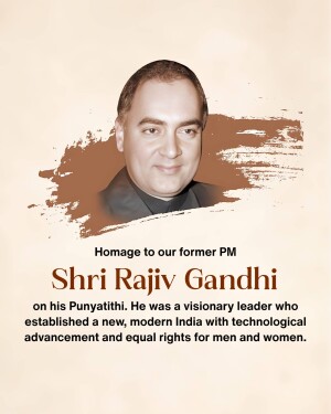 Portrait of Rajiv Gandhi with tribute text