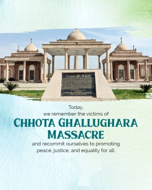 Memorial at Chhota Ghallughara site with text commemorating the victims