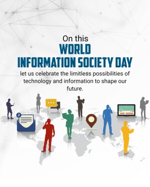 World Information Society Day graphic with people and technology icons