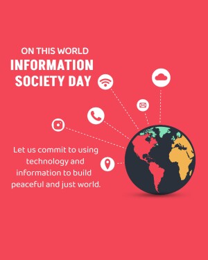World Information Society Day graphic with globe and communication icons