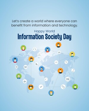 Illustration depicting global connectivity and people connected through information and technology for Information Society Day.