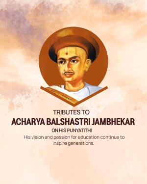 Portrait of Acharya Balshastri Jambhekar with tribute text