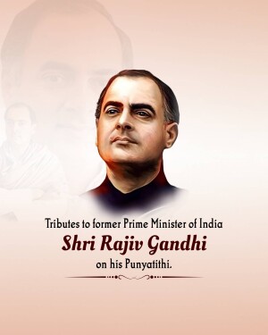 Portrait of Rajiv Gandhi with tribute text