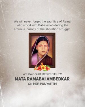 Portrait of Mata Ramabai Ambedkar with a floral tribute