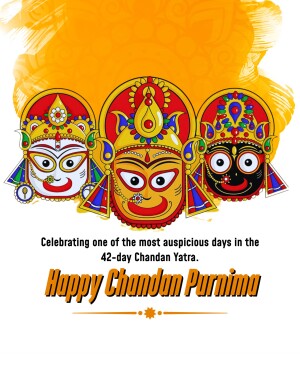 Illustration of Lord Jagannath's faces with Chandan Yatra greetings