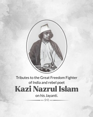 Portrait of Kazi Nazrul Islam, a renowned poet and freedom fighter of India.