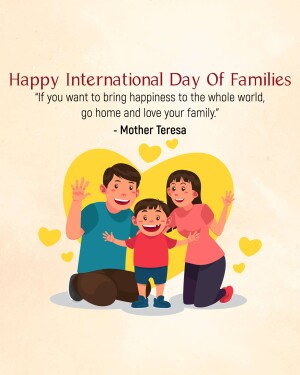 Illustration of a family with a quote by Mother Teresa