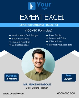 Promotional flyer for an Expert Excel training workshop with Mr. Mukesh Badole.