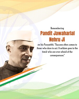 Portrait of Pandit Jawaharlal Nehru with Indian flag colors