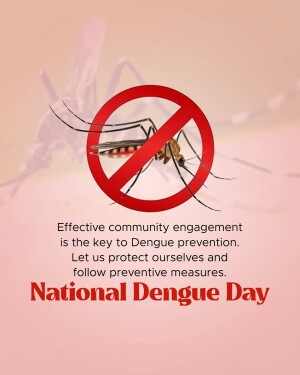 Image depicting a mosquito with a red prohibition sign over it, promoting National Dengue Day.