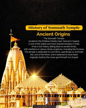 Image of the Somnath Temple in Gujarat, India, illuminated at night.