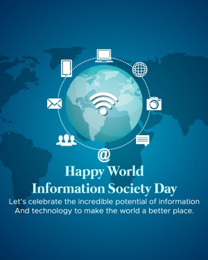 Illustration of a globe connected to various devices representing the Information Society