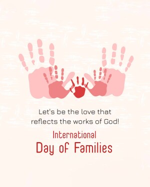 Handprints forming a heart shape with text celebrating International Day of Families