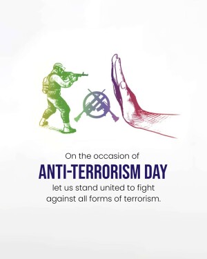 Illustration depicting a hand stopping a weapon, symbolizing peace against terrorism.