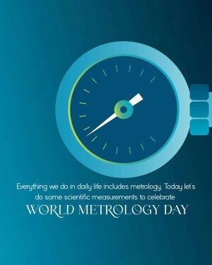 Illustration of a clock face with the text 'World Metrology Day'