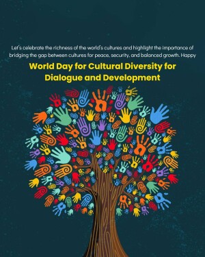 Colorful tree made of handprints representing World Day for Cultural Diversity