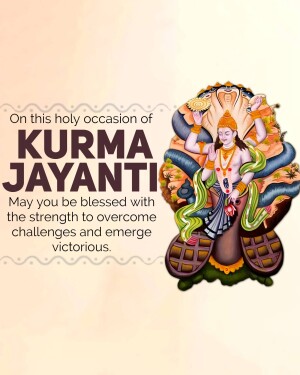 Image depicting Lord Kurma with festive text for Kurma Jayanti