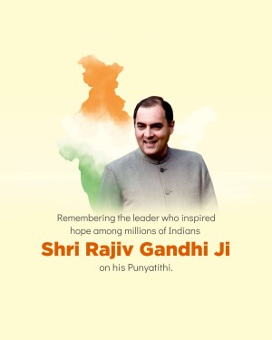 Portrait of Rajiv Gandhi with Indian flag colors