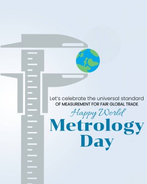 Illustration of a caliper measuring the Earth with text celebrating World Metrology Day.