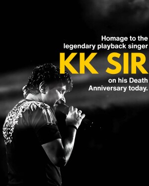 Image commemorating KK, a legendary Indian playback singer, on his death anniversary.