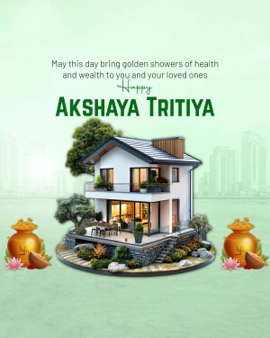 Happy Akshaya Tritiya with house and Kalash pots