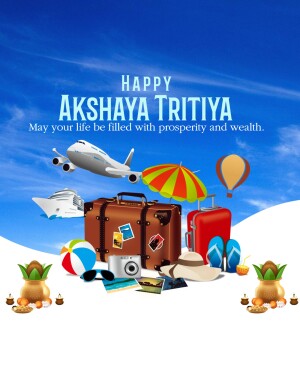 Akshaya Tritiya greeting with travel themed imagery