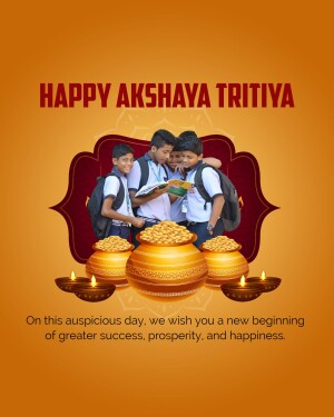 Akshaya Tritiya greeting with students and golden pots