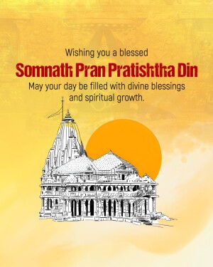 Somnath Temple illustration with festive text