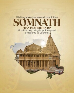 Somnath Temple Pran Pratishtha Din wish with temple image