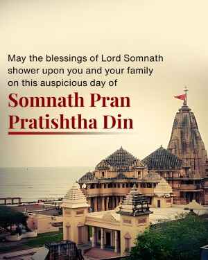 Image of Somnath Temple with a festive greeting.